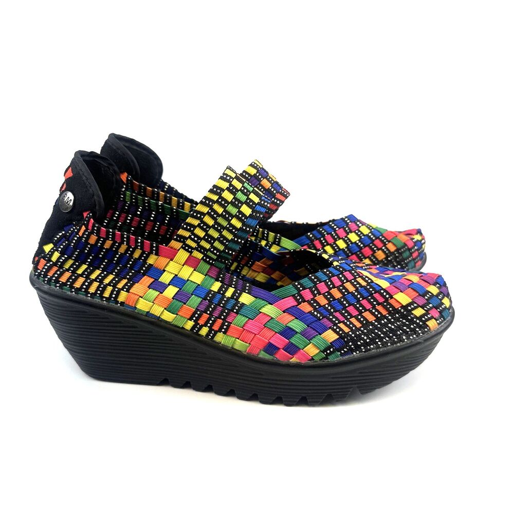 BM Bernie Mev Lulia Wedge Mary Jane Slip On Lightweight Multicolored Womens 39 8